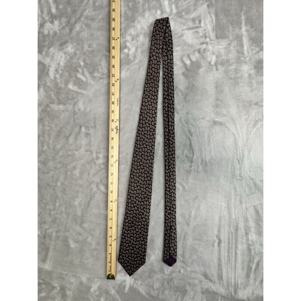 Hardy Amies 100%‎ Silk Paisley Men's Neck Tie Brown Red Purple Cream Vintage